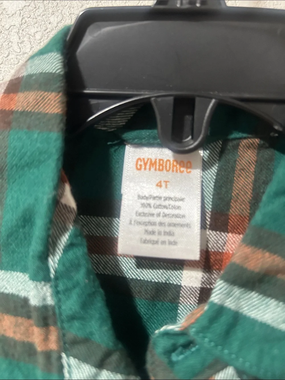 Gymboree Boys Plaid Embroidered Fox Flannel Fox Button-Up Shirt